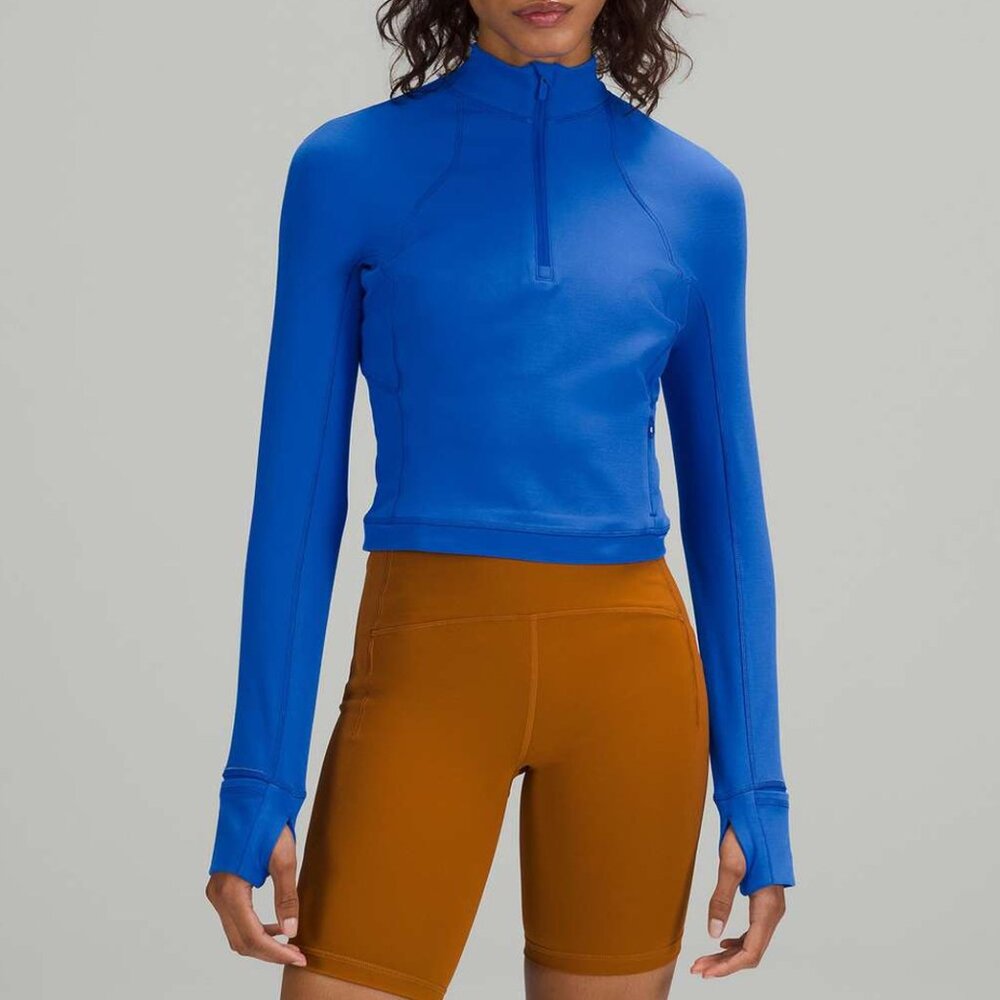 Lululemon Its Rulu Run Cropped Half Zip - Blazer Blue Tone